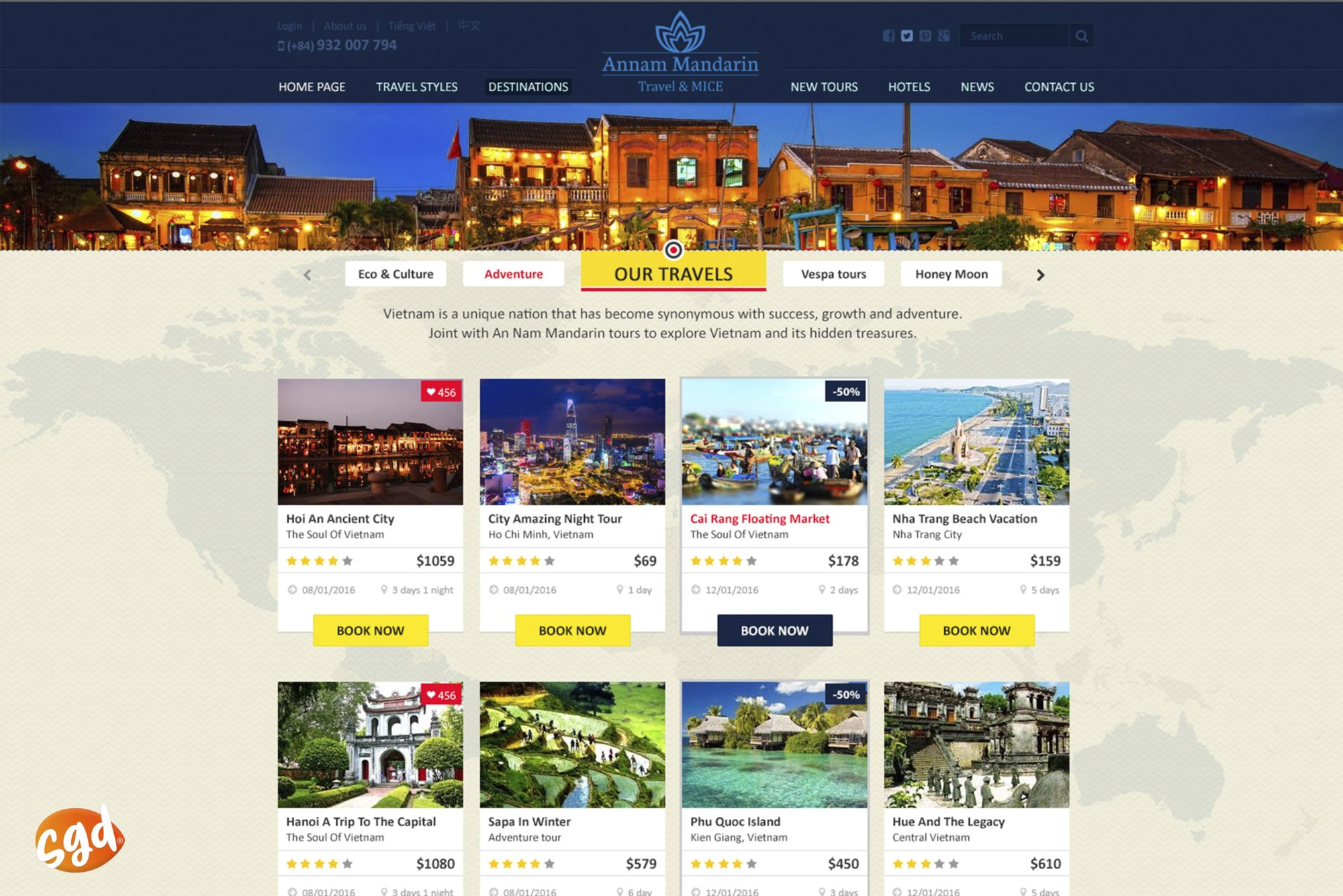 SGD.VN thiết kế website khách hàng An Nam Mandarin Travel & MICE