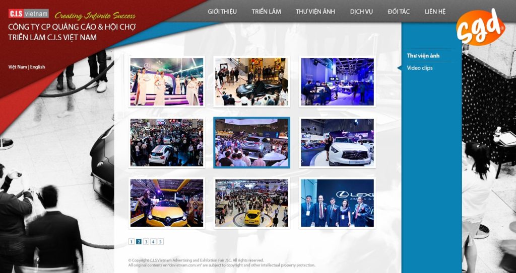 Thiết kế thư viện ảnh website công ty tổ chức sự kiện, hội chợ triển lãm CIS Việt Nam
